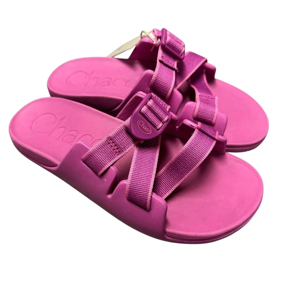 NEW Chaco Chillos Slides Kids Buckle Sandals Outskirt Fuchsia Pink 5 NWT